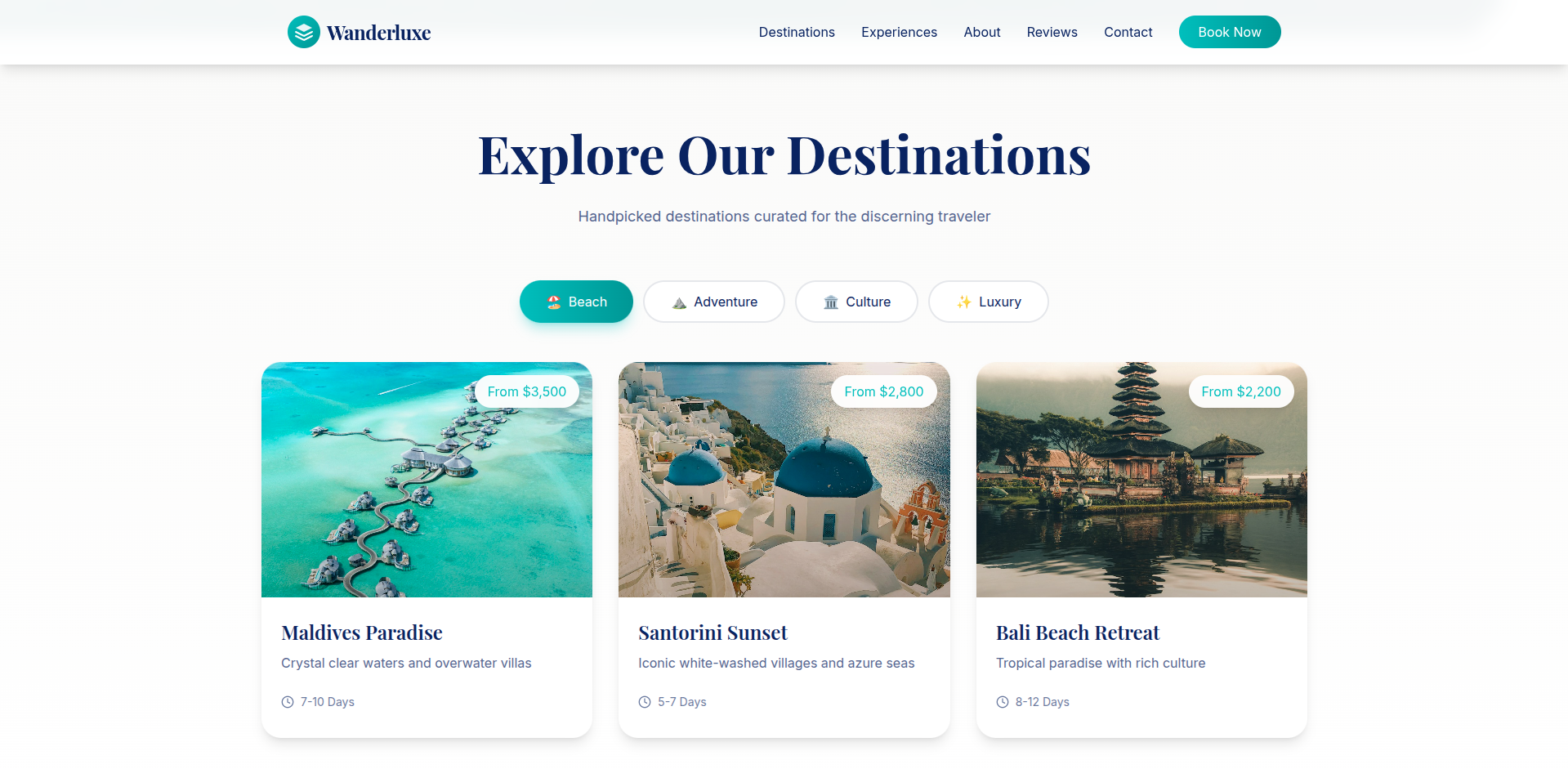 Wanderlux Luxury Travel Website - Image 2